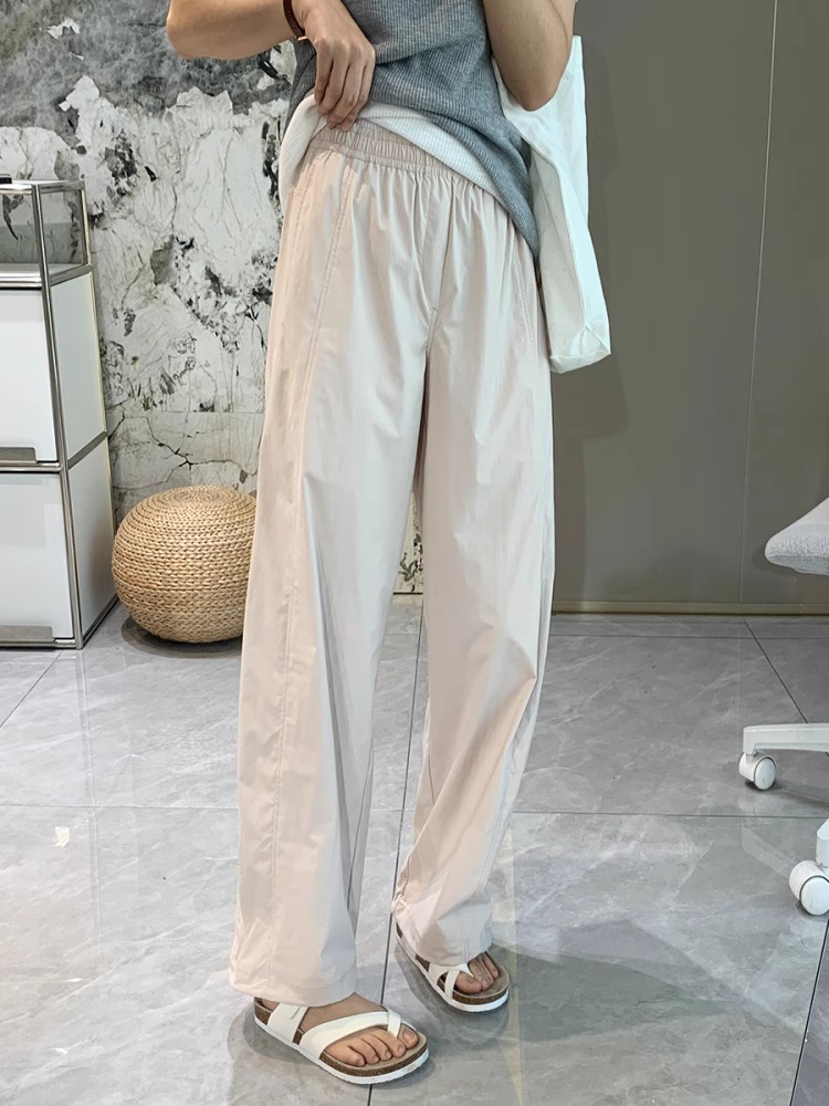 Lightweight Quick-Dry Woven Wide-Leg Straight Pants for Women Summer Wrinkle-Resistant Sun Protection - Image 3