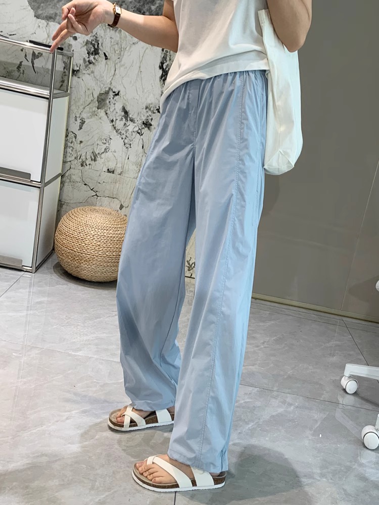 Lightweight Quick-Dry Woven Wide-Leg Straight Pants for Women Summer Wrinkle-Resistant Sun Protection - Image 4
