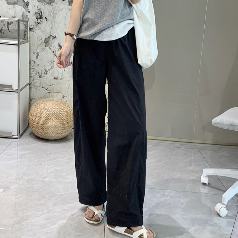 Lightweight Quick-Dry Woven Wide-Leg Straight Pants for Women Summer Wrinkle-Resistant Sun Protection - Image 5