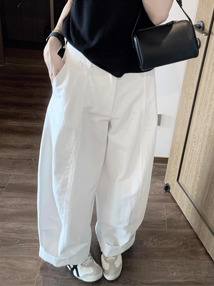 Minimalist White Wide-Leg Casual Pants for Women Summer 2025
