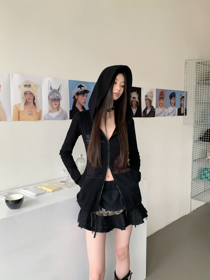 Punk Rock Band Y2K Black Zip-Up Cardigan Sweater for Women