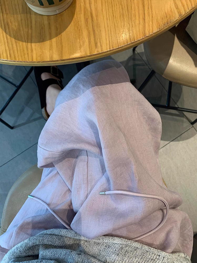 Taro Purple Linen Pants Women 2025 Summer Straight Wide Leg - Image 4
