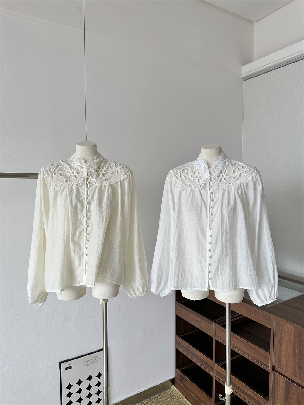 Women's Embroidered Cutout Lace Patchwork Long Sleeve Shirt - Image 2