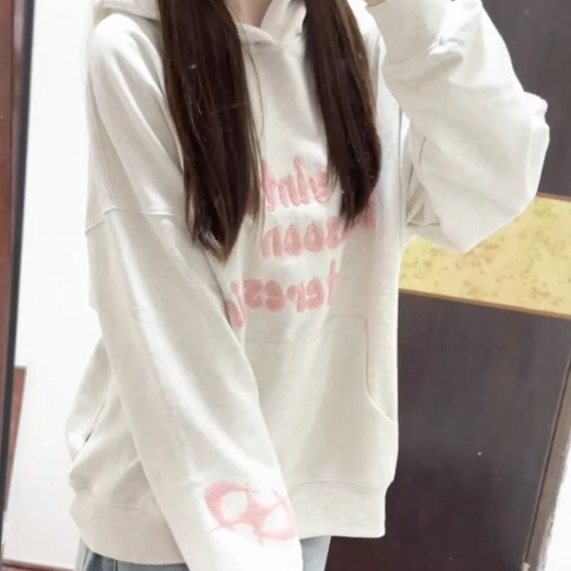 Women's Loose Fit Embroidered Cotton Fleece Hoodie - Image 2